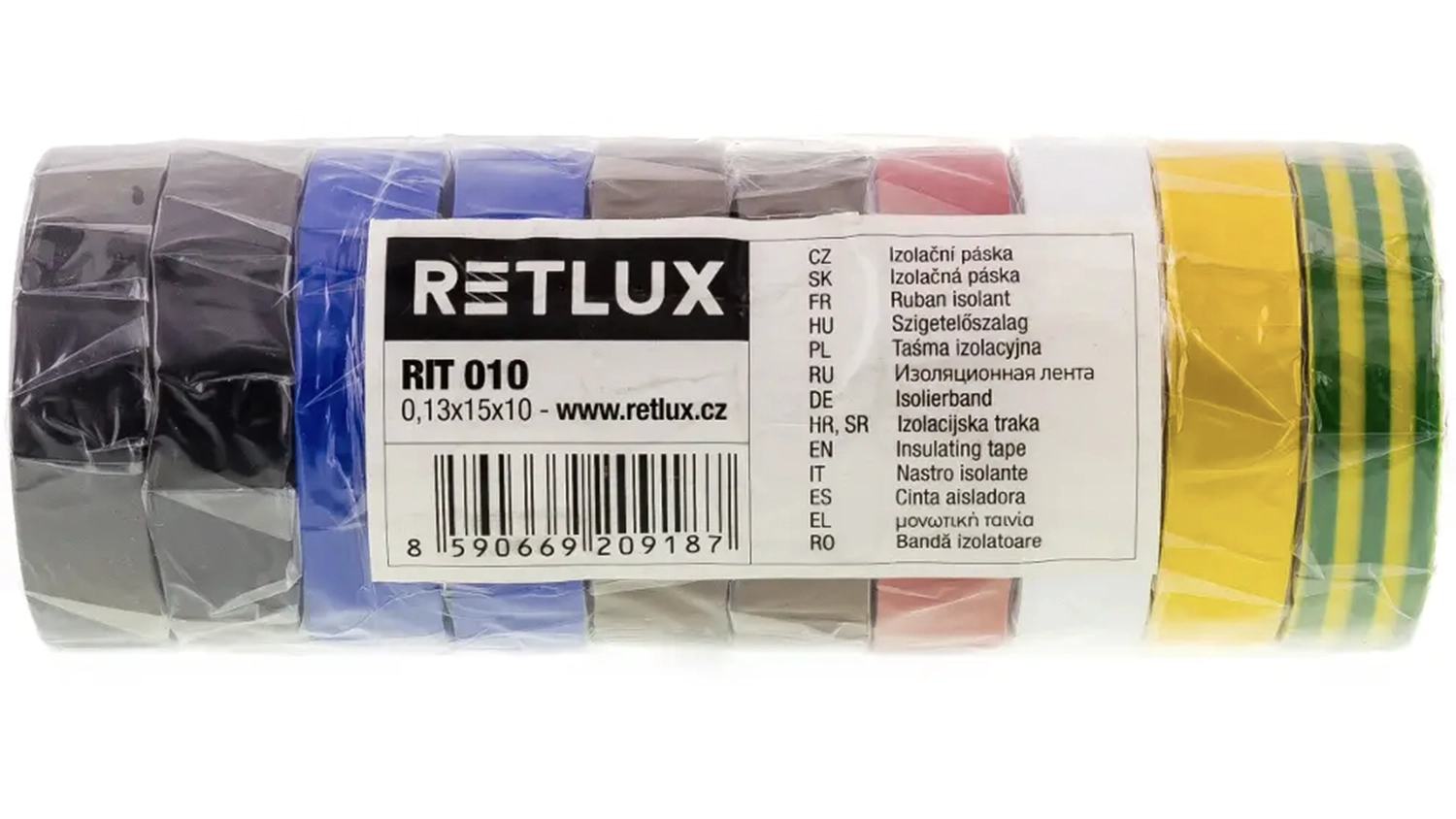 Elektroizolační páska RETLUX RIT 010 15 mm × 10 m mix barev ze strany