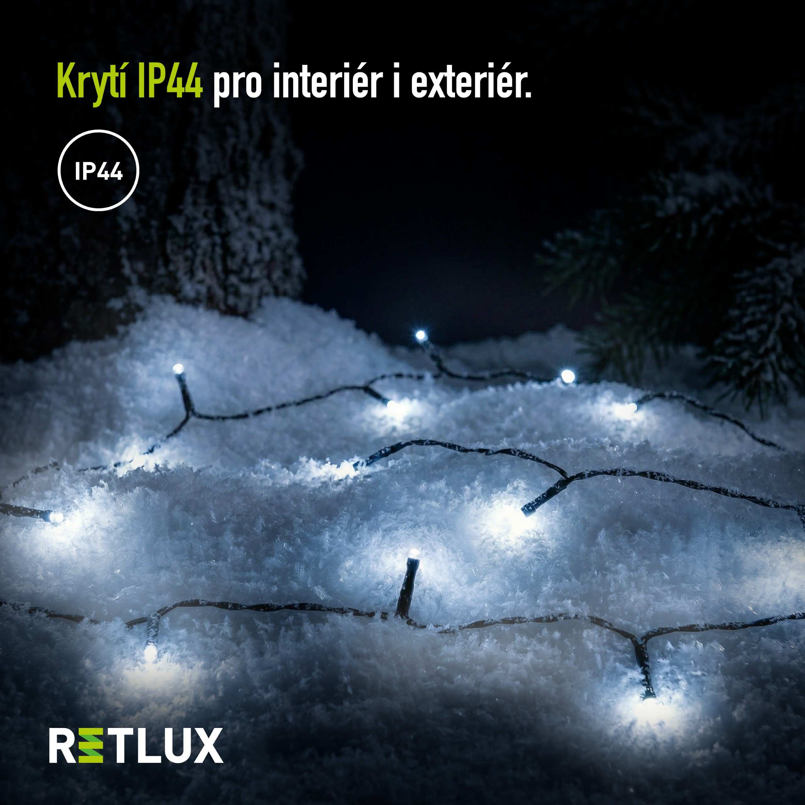 Vánoční řetěz RETLUX RXL 201 ve sněhu