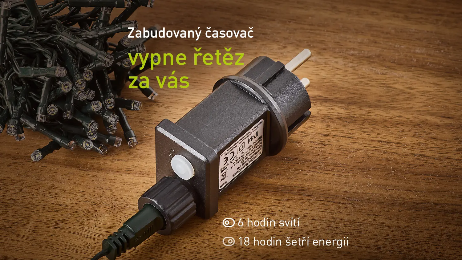 Zástrčka světelného řetězu RETLUX s časovačem