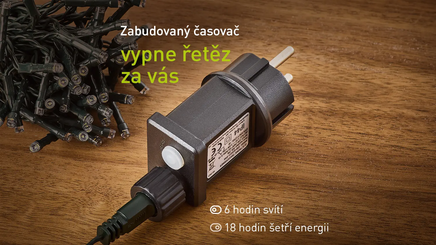 Zástrčka světelného řetězu RETLUX s časovačem