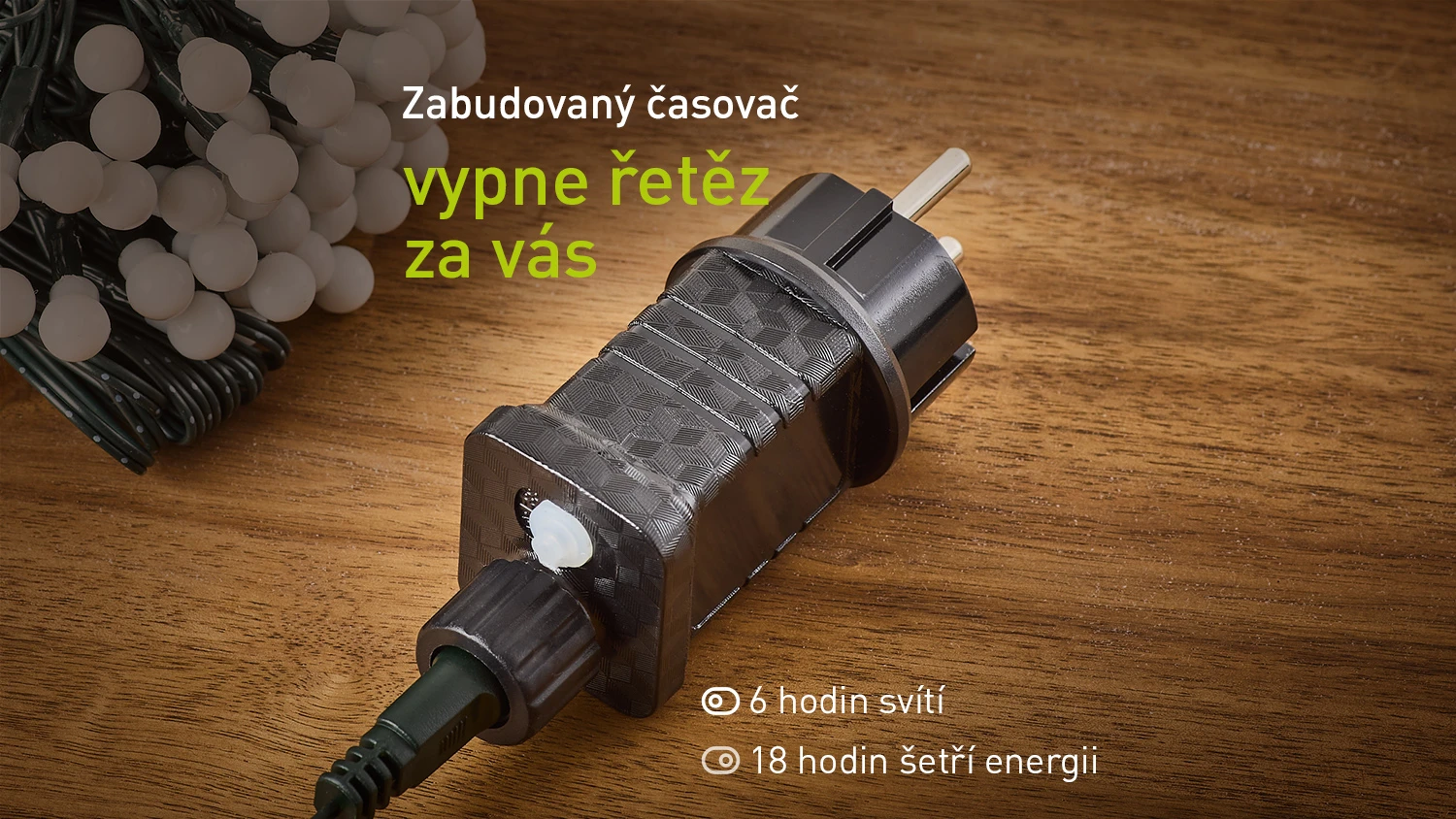 Zástrčka světelného řetězu RETLUX s časovačem
