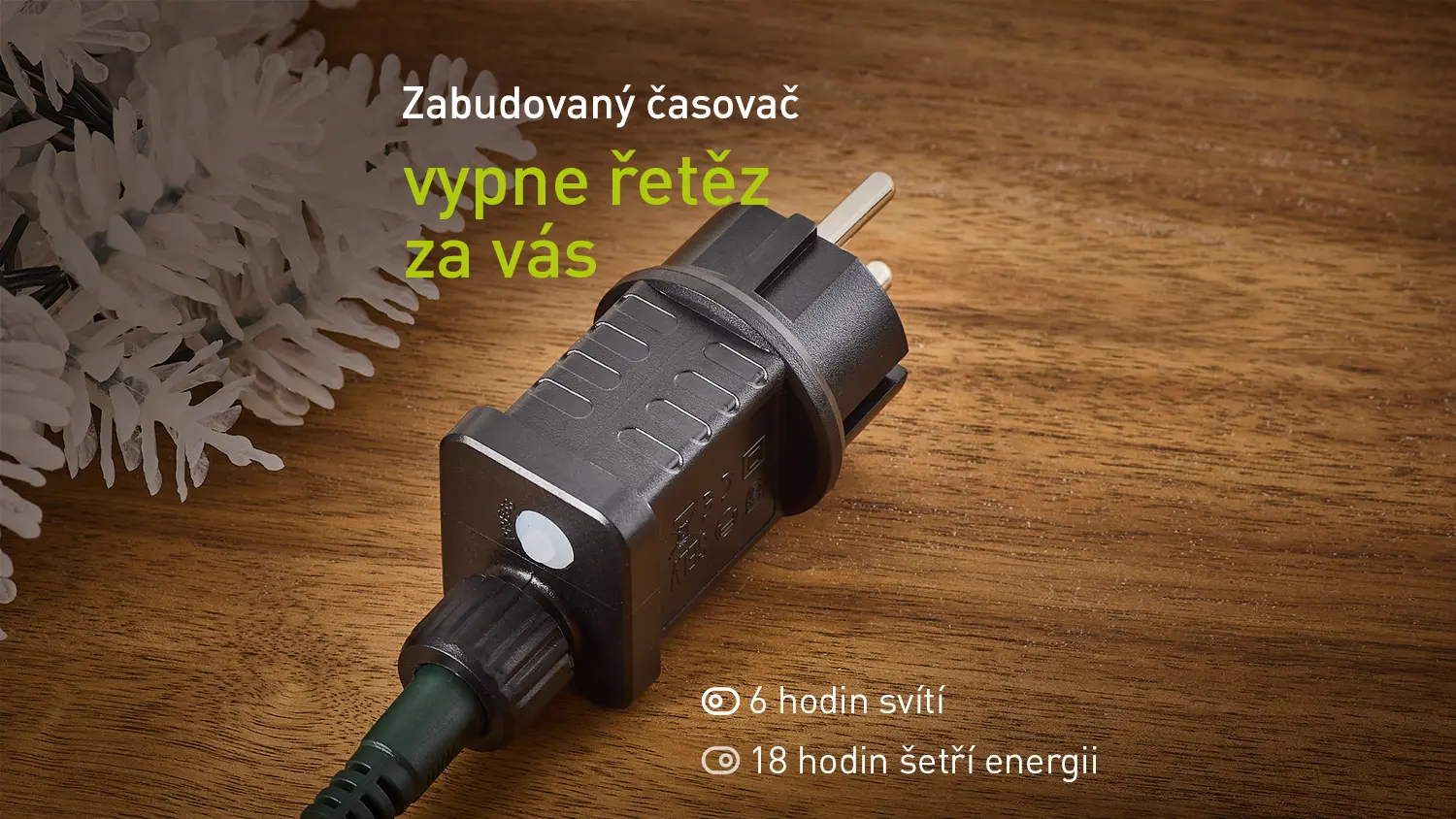 Zástrčka světelného řetězu RETLUX s časovačem