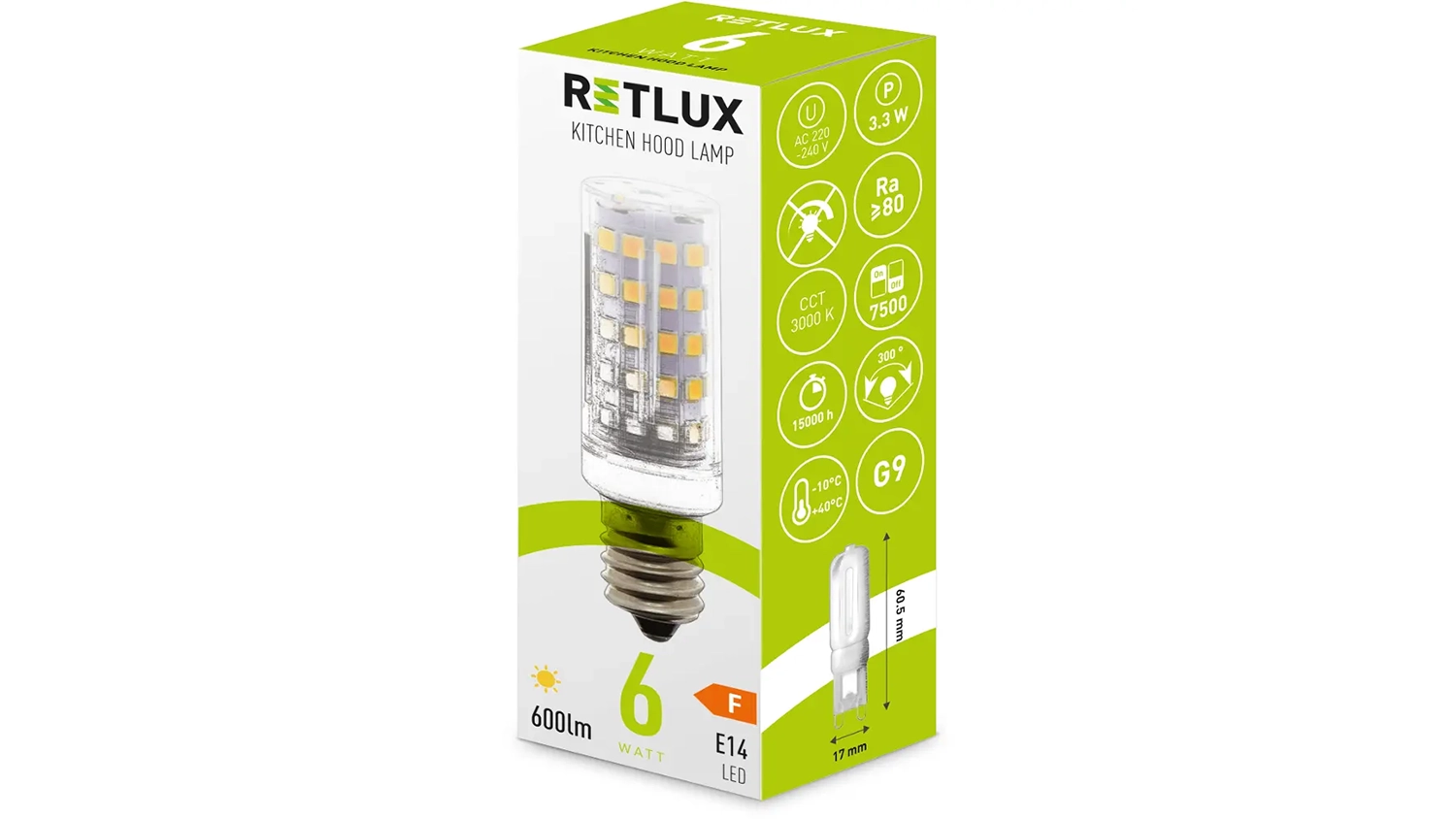 LED ž&aacute;rovka do spotřebičů RETLUX RLL 459 v krabičce