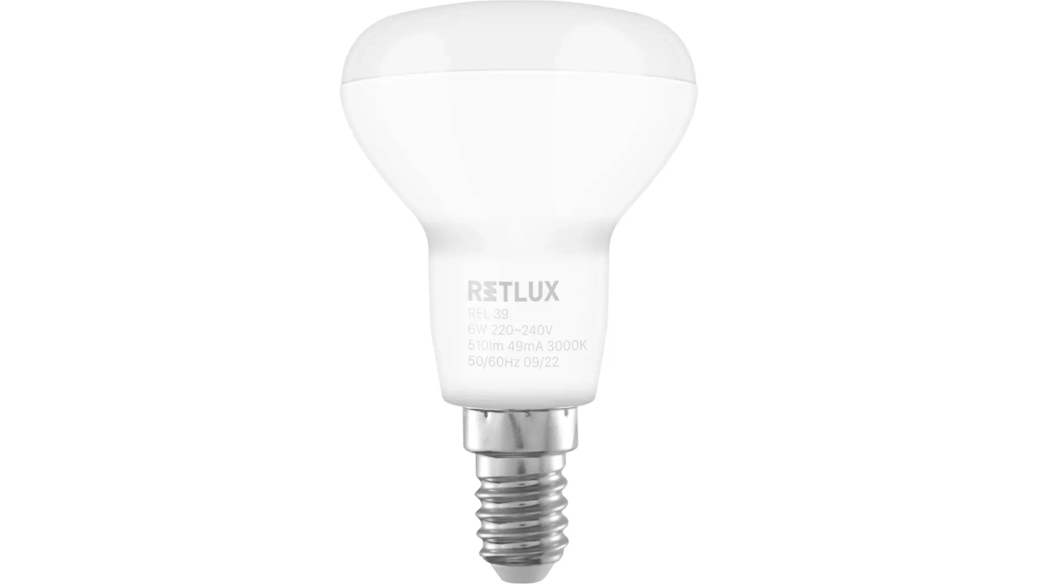 Sada 4 ks LED reflektorových žárovek RETLUX REL 39 R50 4x6W E14 teplá bílá na bílém pozadí