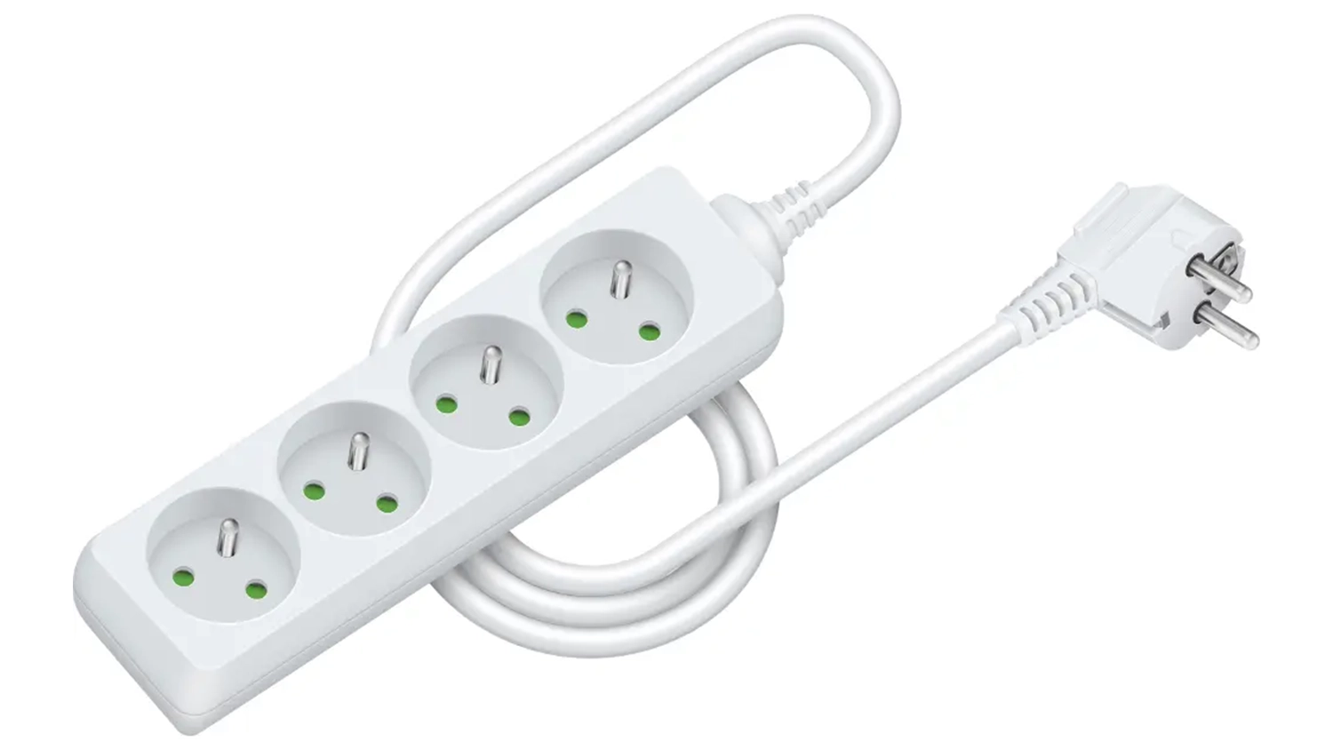 Prodlužovací kabel Retlux RPC 06 bílá na bílém pozadí zobrazující celkový design s třemi zásuvkami