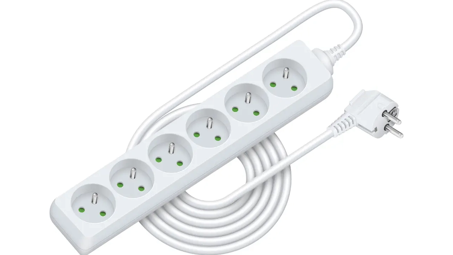 Prodlužovac&iacute; kabel Retlux RPC 17 b&iacute;l&aacute; na b&iacute;l&eacute;m pozad&iacute; zobrazuj&iacute;c&iacute; celkov&yacute; design s třemi z&aacute;suvkami