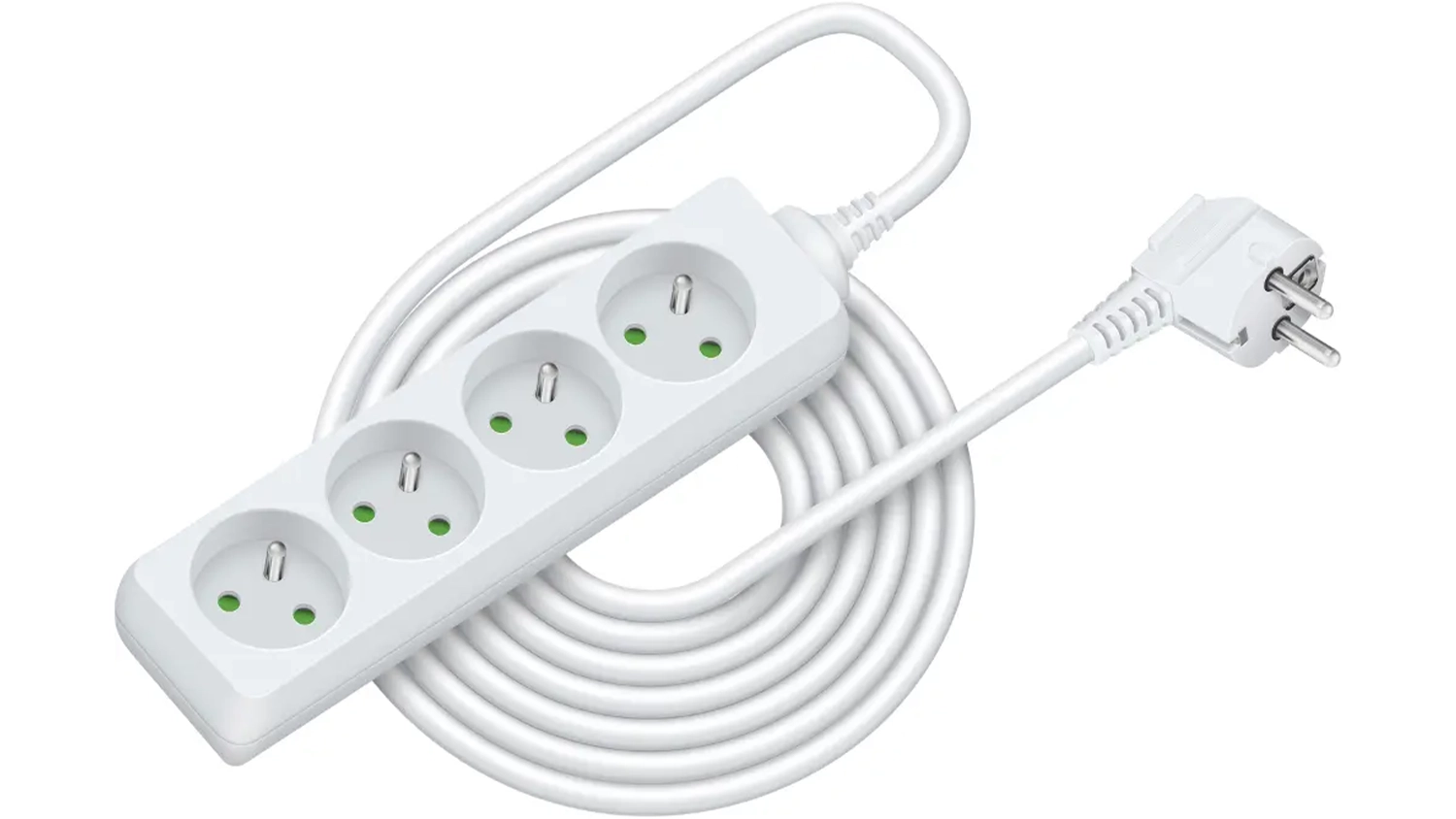 Prodlužovací kabel Retlux RPC 10 bílá na bílém pozadí zobrazující celkový design s třemi zásuvkami