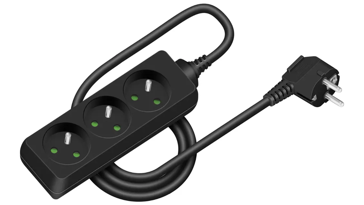 Prodlužovací kabel Retlux RPC 01B bílá na bílém pozadí zobrazující celkový design s třemi zásuvkami
