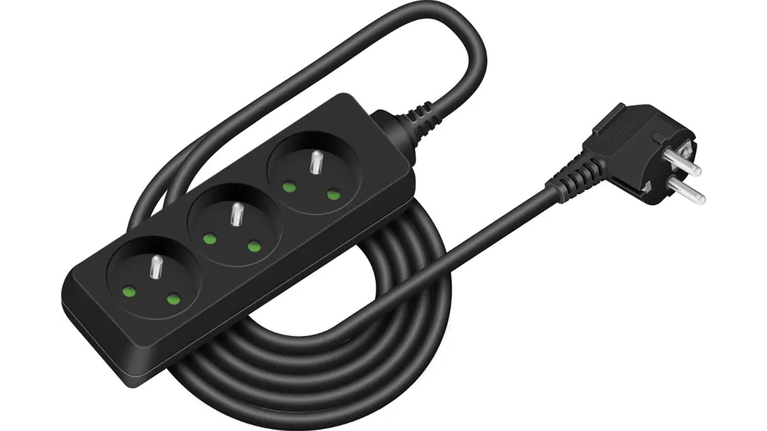 Prodlužovací kabel Retlux RPC 03B bílá na bílém pozadí zobrazující celkový design s třemi zásuvkami