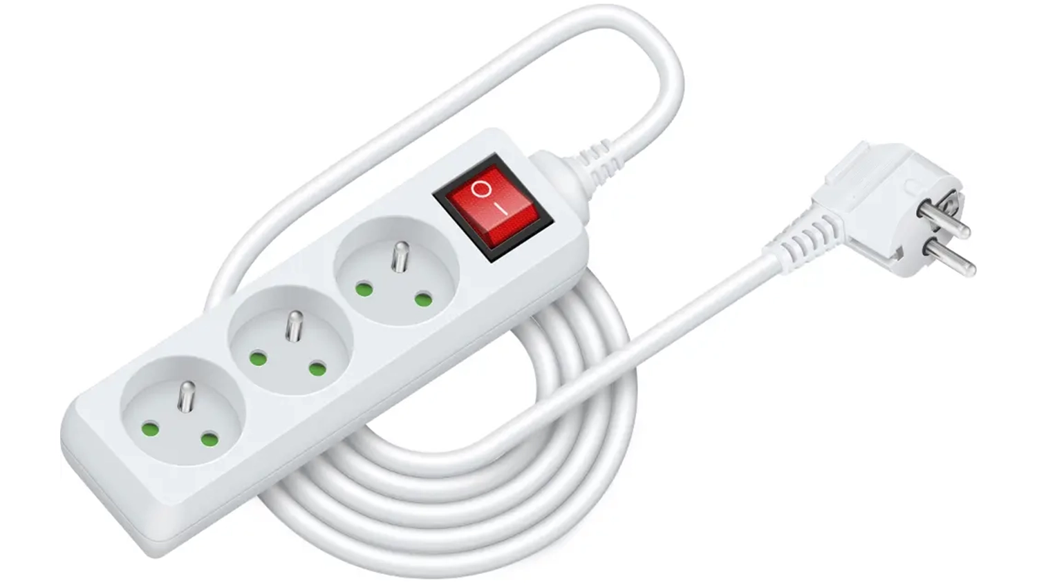Prodlužovací kabel Retlux RPC 20 bílá na bílém pozadí zobrazující celkový design s třemi zásuvkami