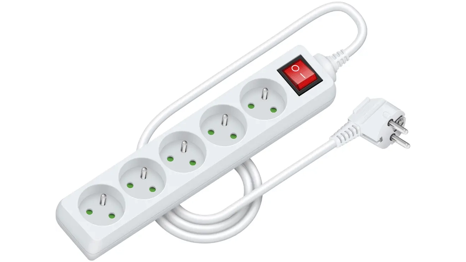 Prodlužovací kabel Retlux RPC 28 bílá na bílém pozadí zobrazující celkový design s třemi zásuvkami