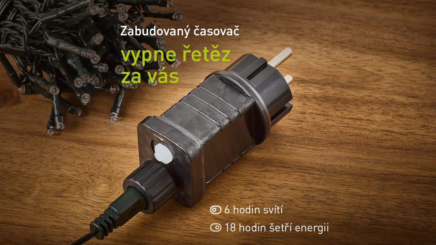 Zástrčka světelného řetězu RETLUX s časovačem