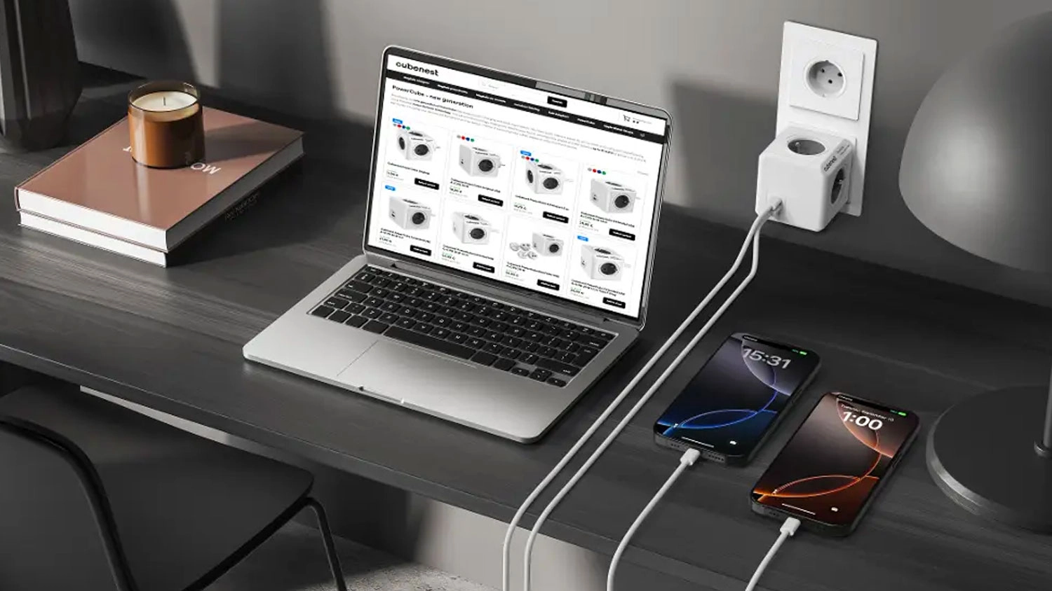 Rozbočovač do zásuvky Cubenest PowerCube Original USB C+C PD v zásuvce