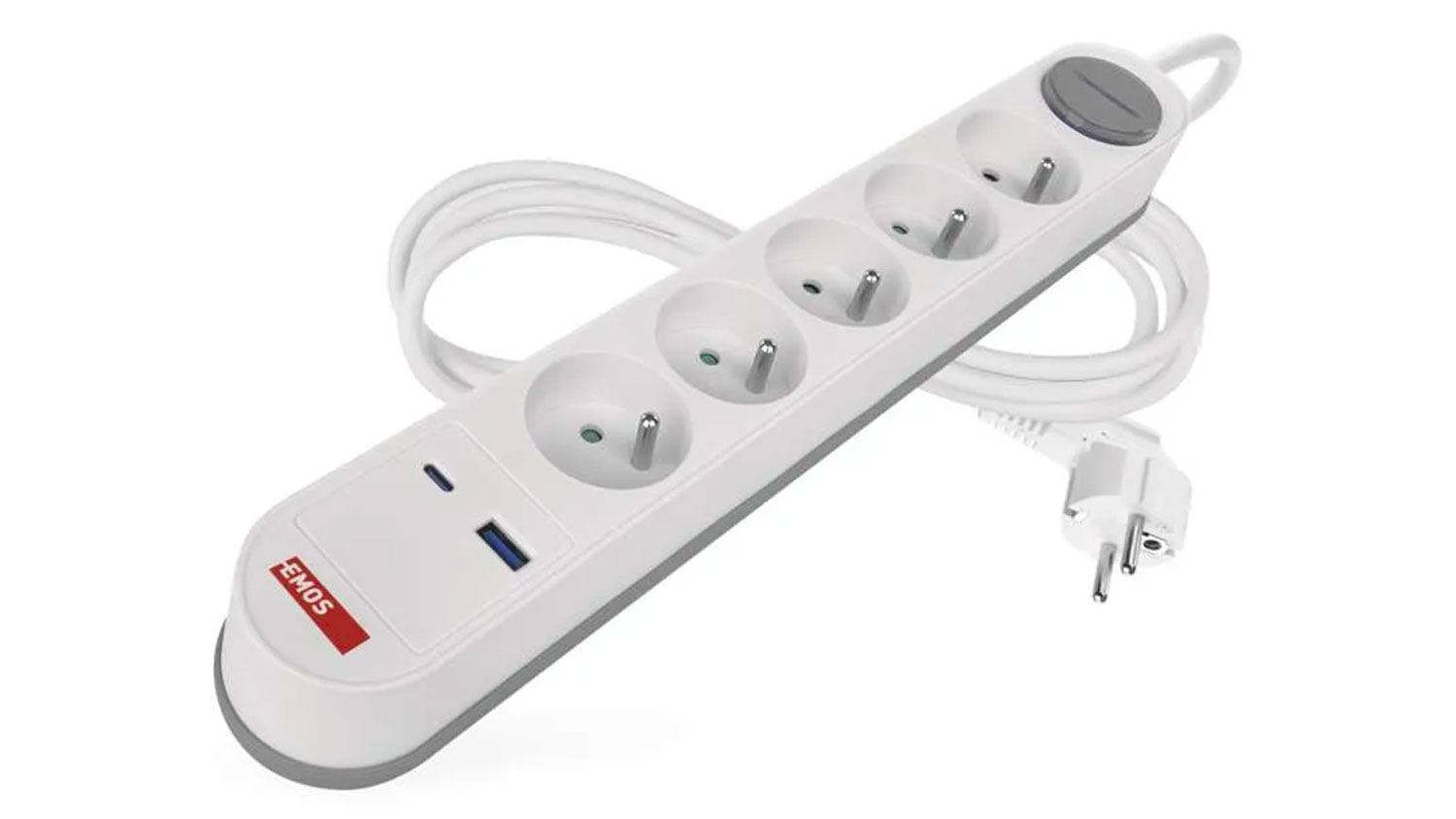 Predlžovac&iacute; k&aacute;bel EMOS 3 m, 5 z&aacute;suviek s vyp&iacute;načom PVC 1 mm2 P1513