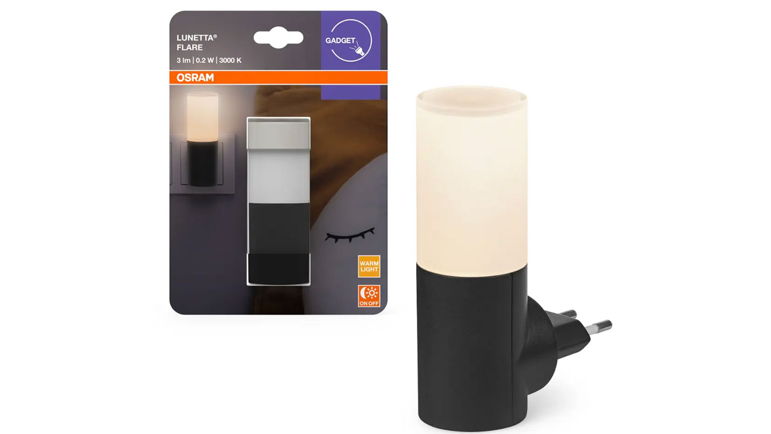 Svietiace nočn&eacute; orientačn&eacute; osvetlenie OSRAM Lunetta Flare 830 Black