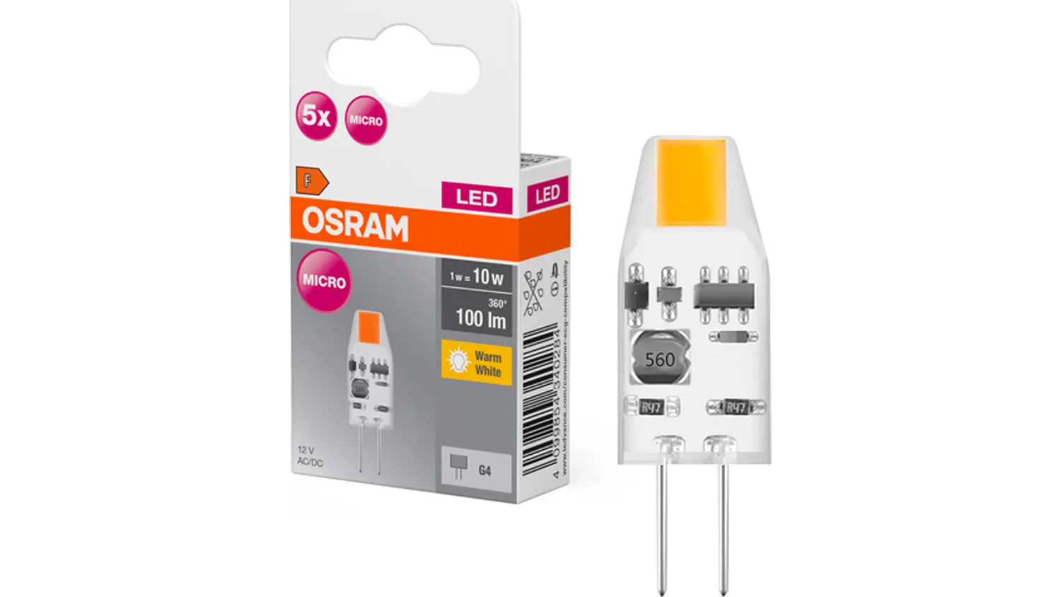 LED Žiarovka Osram Base Special Pin Micro Clear 10 non-dim 1W/827 G4
