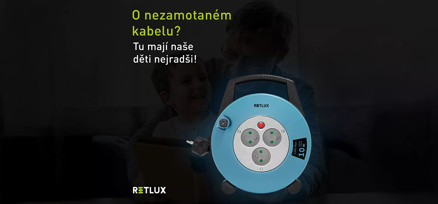 Prodlužovac&iacute; kabel buben RETLUX Russel s textem