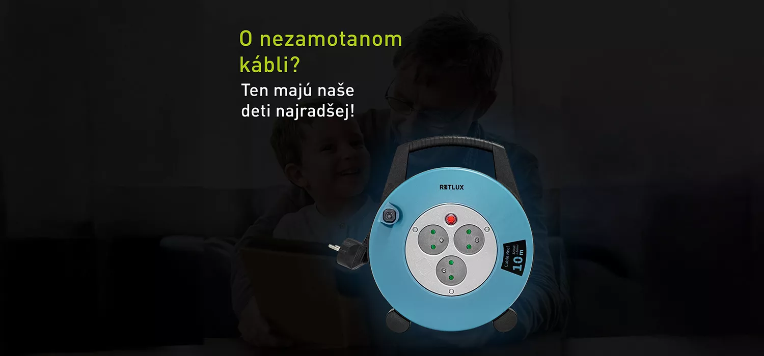 Predlžovací kábel na bubne RETLUX Russel s textom