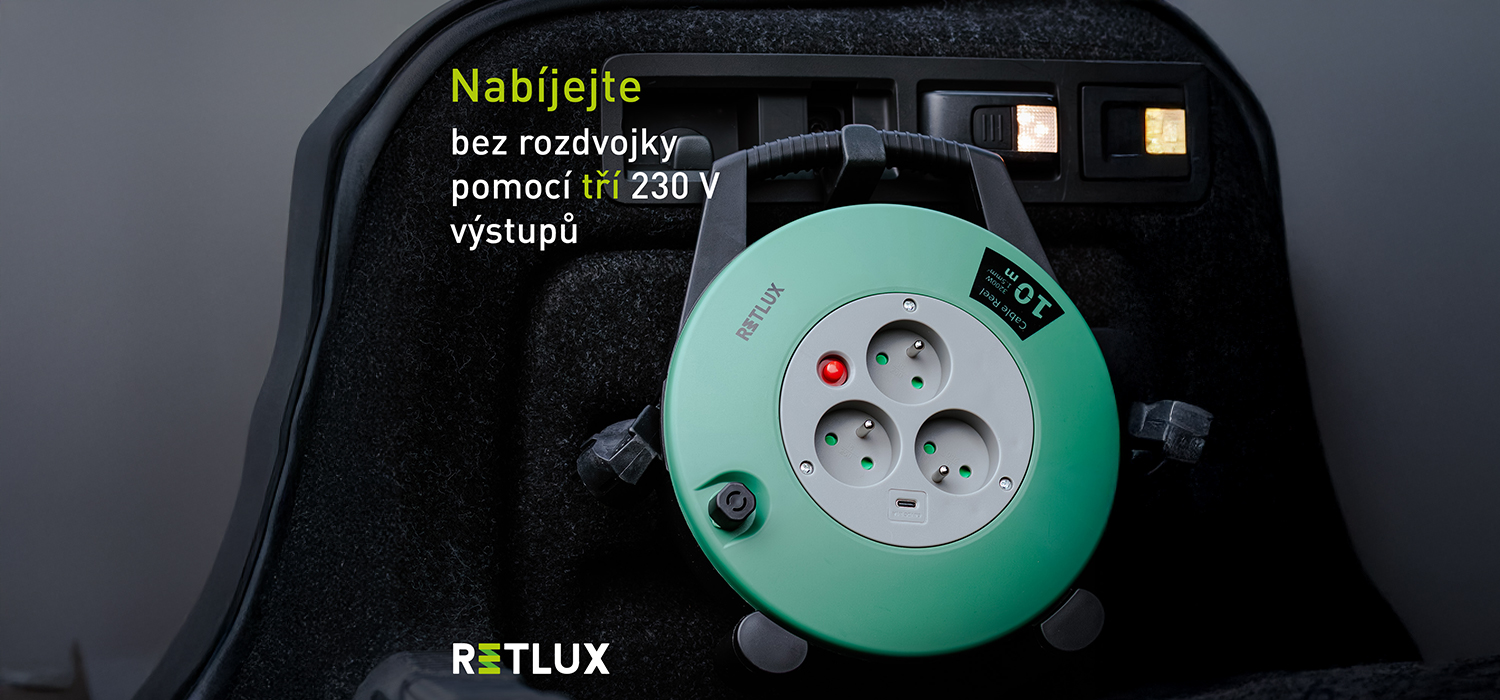 Prodlužovací kabel buben RETLUX Russel se sloganem
