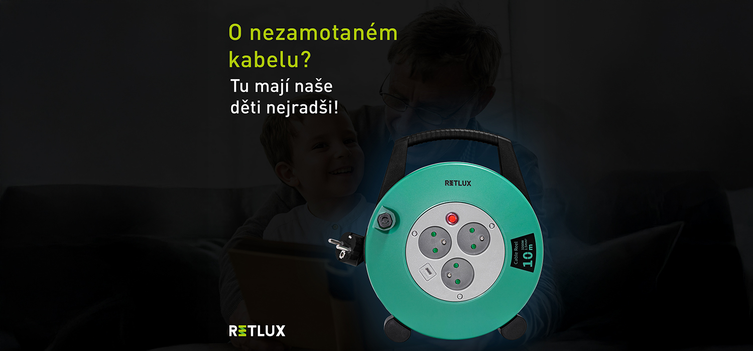 Prodlužovací kabel buben RETLUX Russel s textem