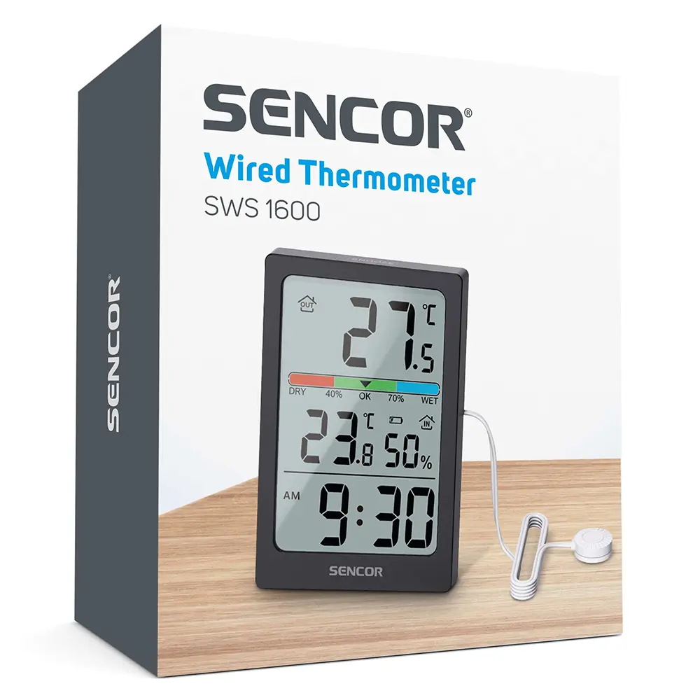 Teploměr Sencor SWS 1600 v balení s kabelovým čidlem