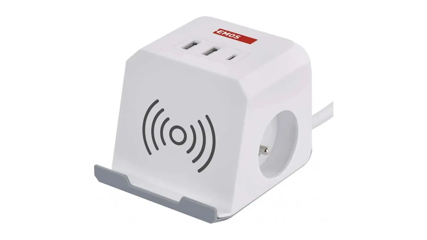 Pohled na prodlužovac&iacute; kabel Emos kostka P0212CQ zobrazuj&iacute;c&iacute; celkov&yacute; design produktu.