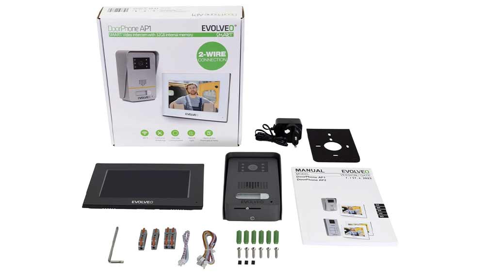 Obsah balen&iacute; dom&aacute;c&iacute;ho telefonu Evolveo DoorPhone AP1_02