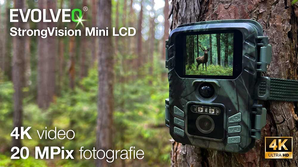 Mini LCD fotopast Evolveo StrongVision upevněn&aacute; na stromě_03