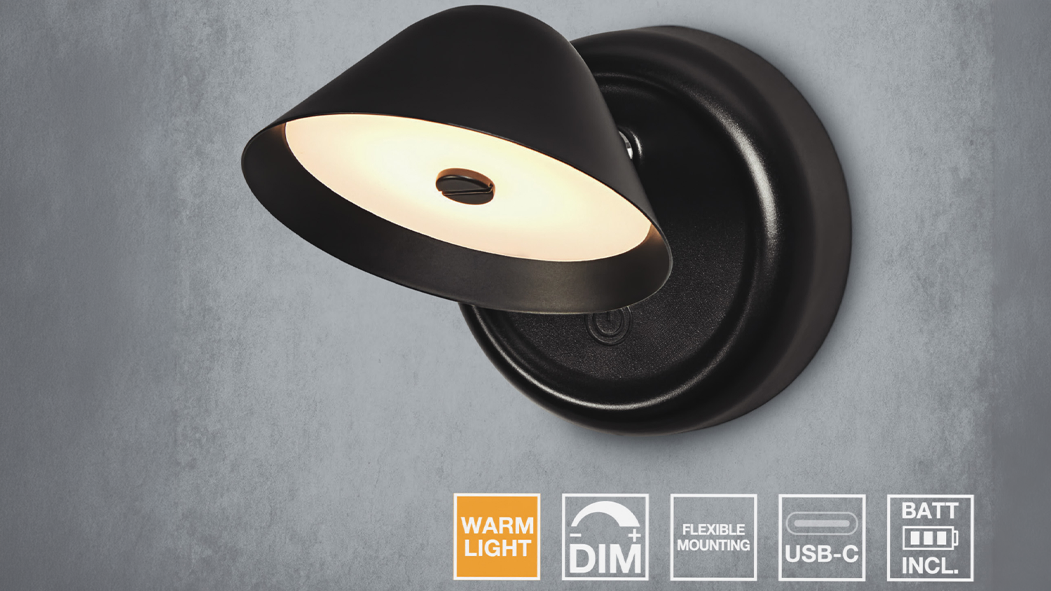 Dekoračné svietidlo Ledvance (Osram) Nightlux Cone 830 DIM USB Black na stene