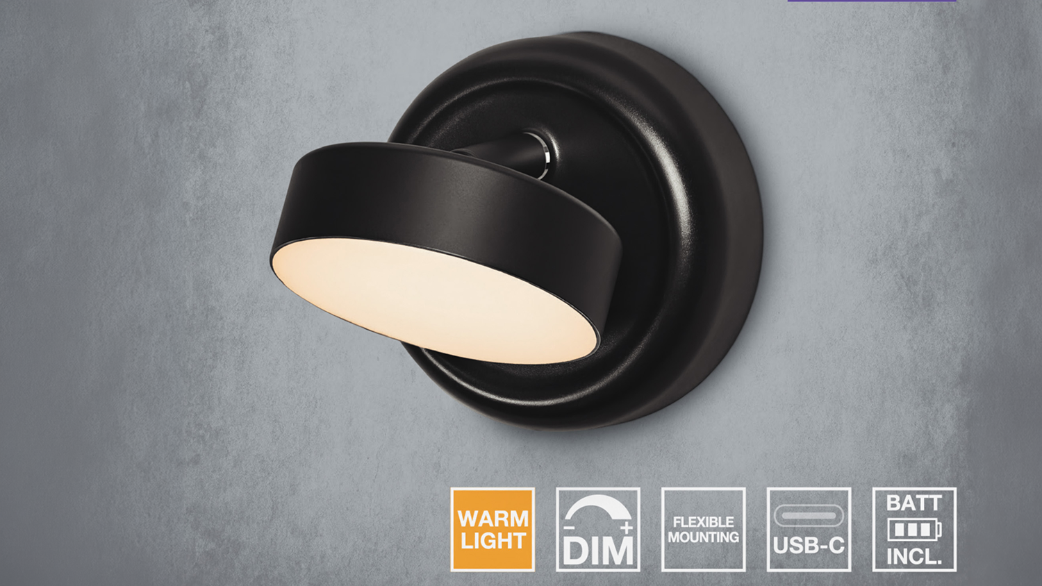 Dekoračné svietidlo Ledvance (Osram) Nightlux Round 830 DIM USB Black na stene