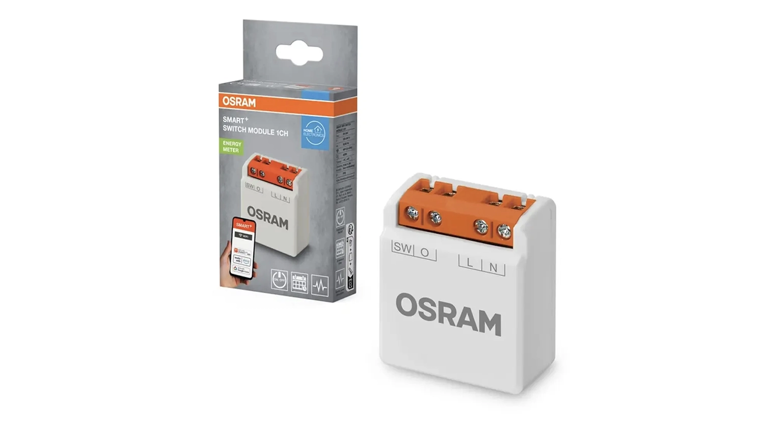 Smart modul Osram SMART+ WIFI SWITCH MODULE vedľa balenia