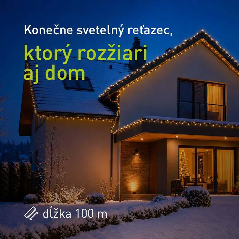 Sveteln&aacute; reťaz dlh&aacute; 100 m na ozdobenie domu