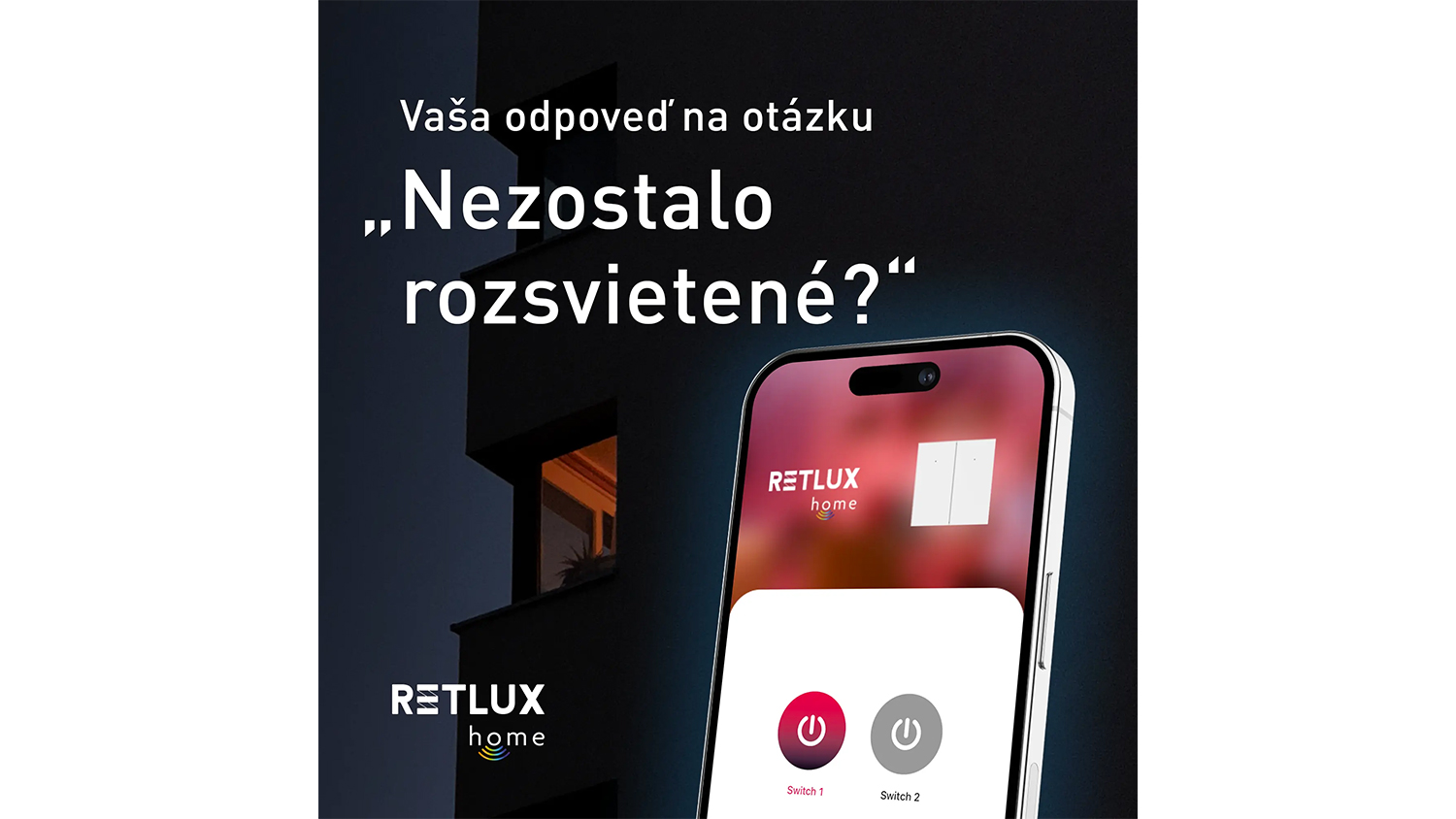 Telefón s otvorenou aplikáciou RETLUX Home