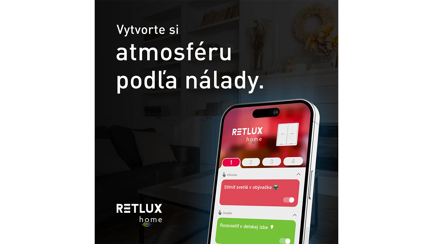 Telef&oacute;n s otvorenou aplik&aacute;ciou RETLUX Home