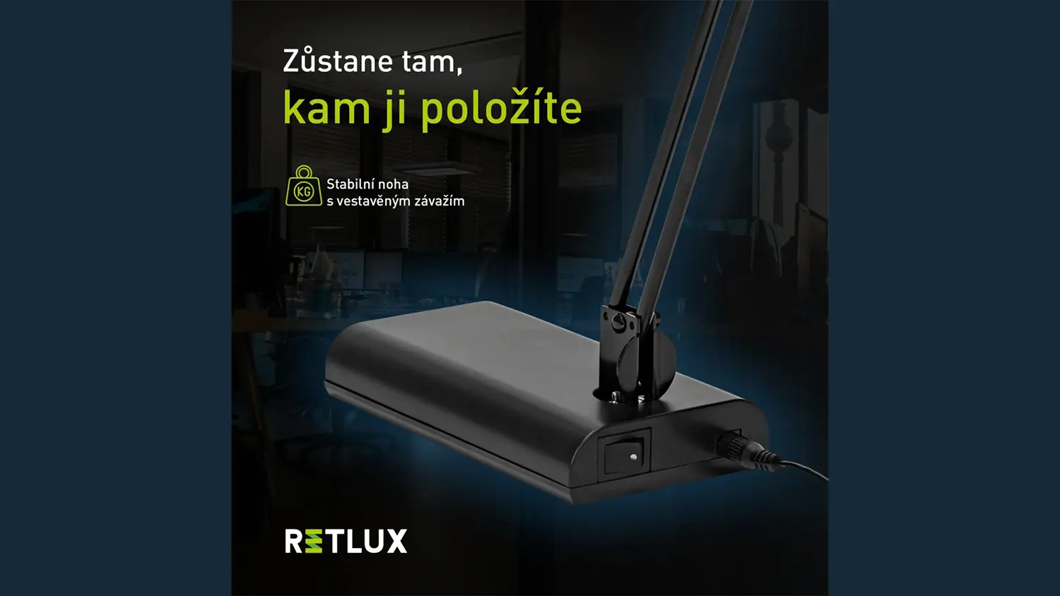 Detail na stabiln&iacute; z&aacute;kladnu lampy RETLUX RTL 208 ROSIE