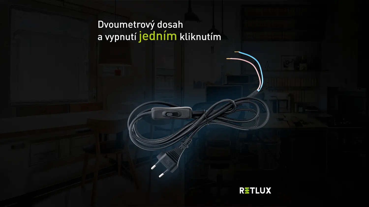 Flexo&scaron;ňůra s vyp&iacute;načem RETLUX RPC 77 čern&aacute;