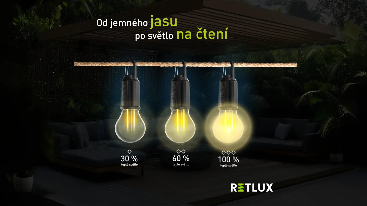 Venkovní nabíjecí LED žárovka Retlux RPL 603