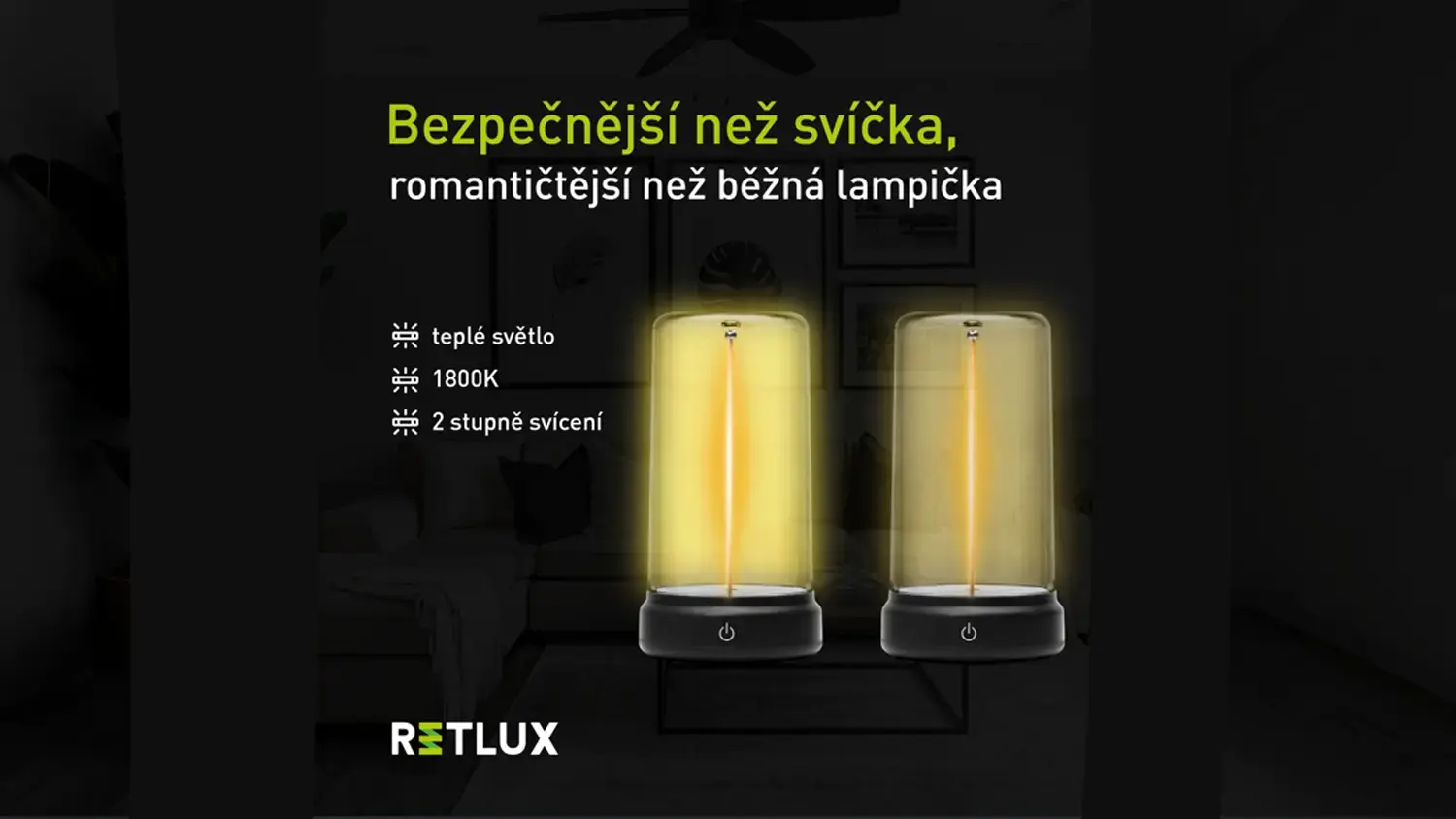 Dva stupně sv&iacute;cen&iacute; magnetick&eacute;ho nočn&iacute;ho světla Retlux RNL 112_07