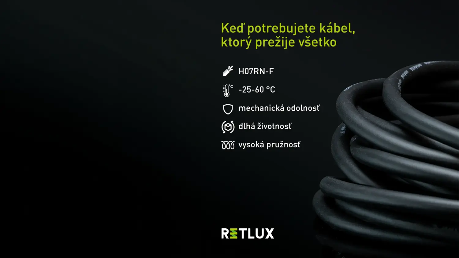 Predlžovac&iacute; k&aacute;bel Retlux RPC 82 s ikonami vlastnost&iacute;
