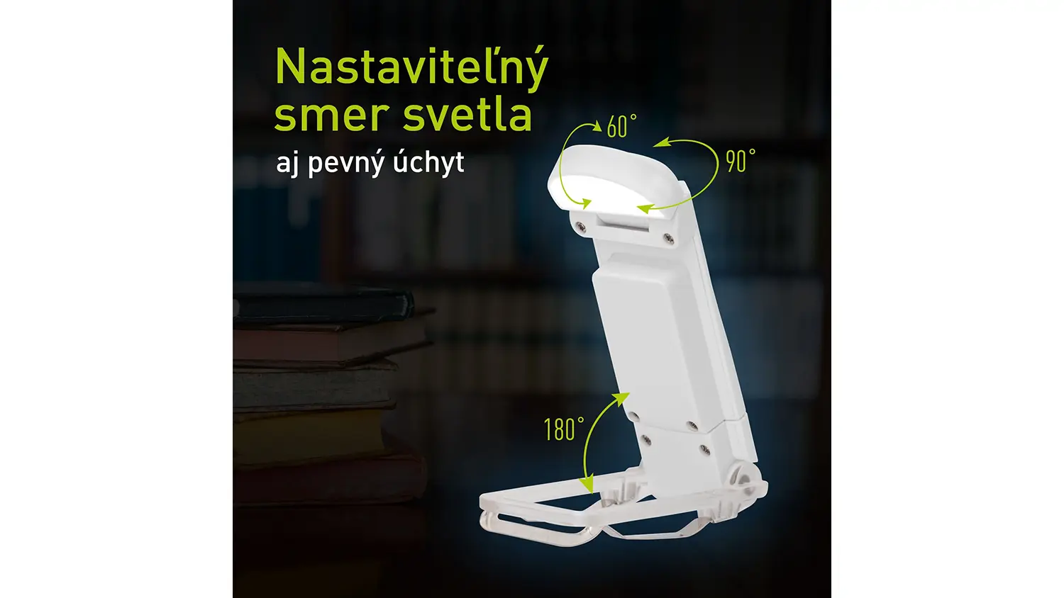 Možnosť nastavenia r&ocirc;znych uhlov LED lampičky na č&iacute;tanie Retlux RTL 213