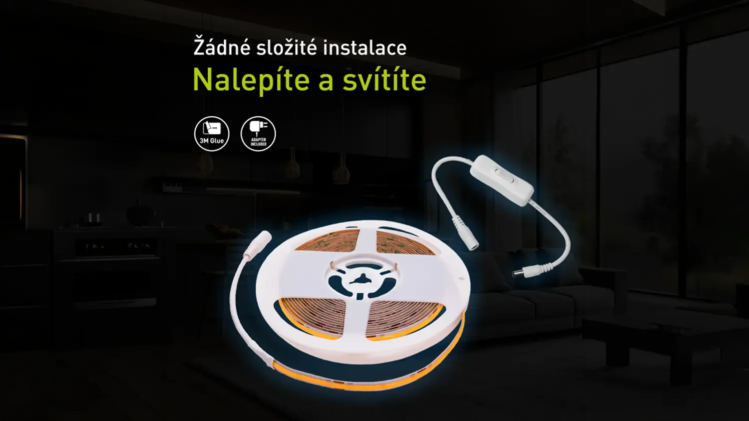 Bílý 3metrový LED pásek Retlux RLS 107 s vypínačem
