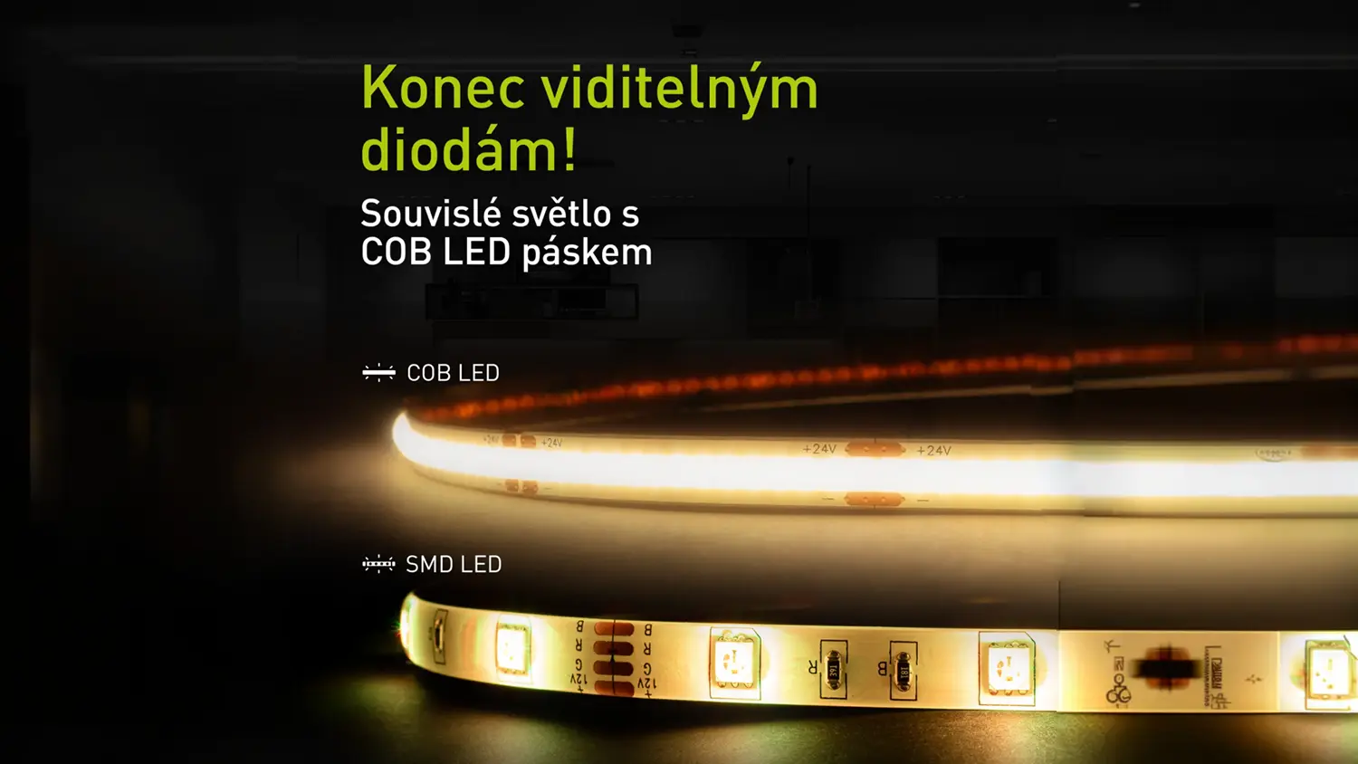 Porovnanie COB LED pásika Retlux RLS 109 so SMD LED pásikom
