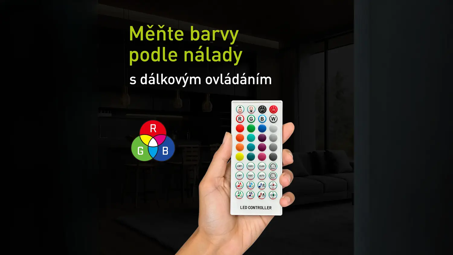 LED pás s diaľkovým ovládaním.