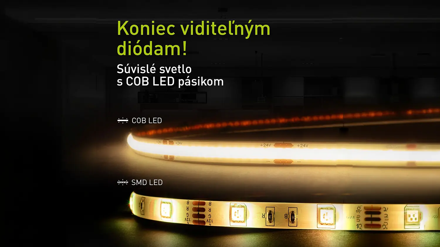 Porovnanie COB LED pásika Retlux RLS 110 s SMD LED pásikom
