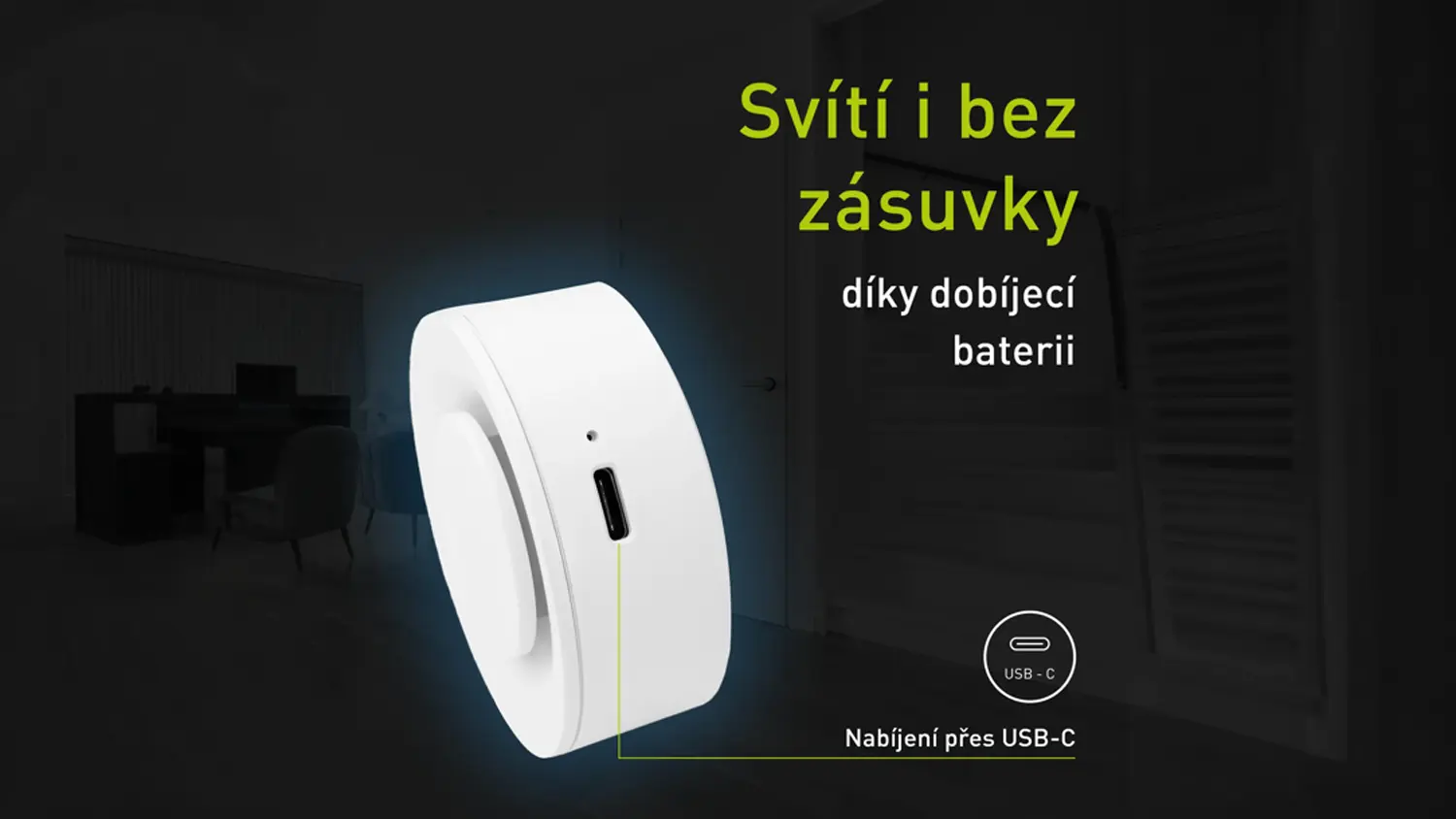 Pohled na USB-C konektor LED světla Retlux RNL 114