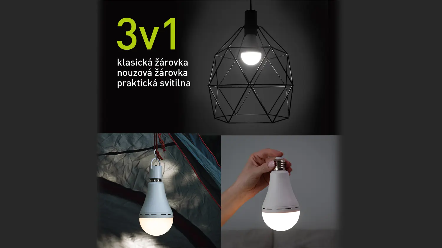 LED žárovka s baterií Retlux RLL 671 se 3 funkcemi