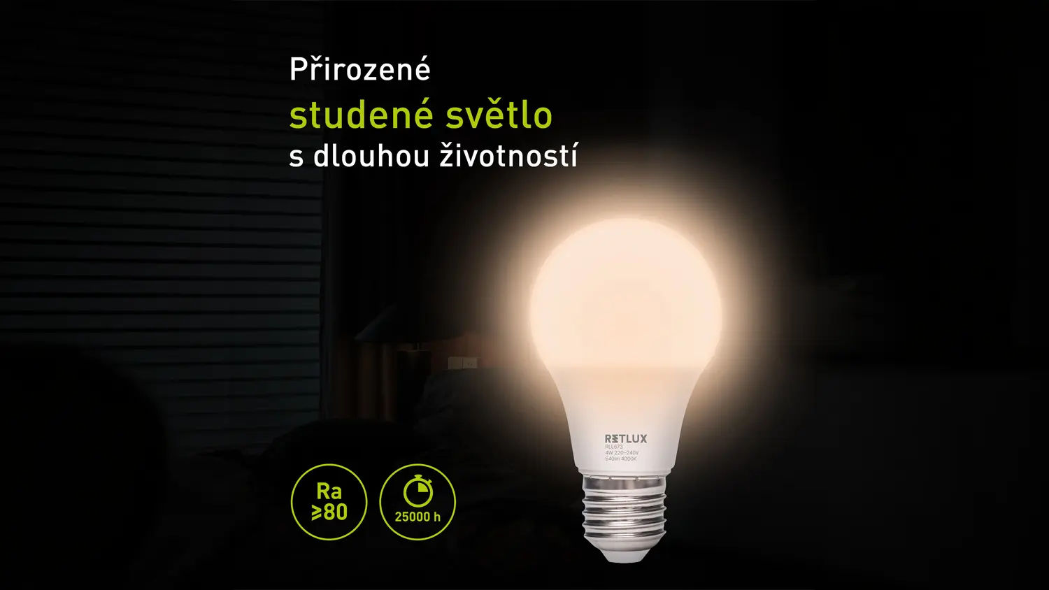Rozsvietená žiarovka ilustruje prirodzené studené svetlo