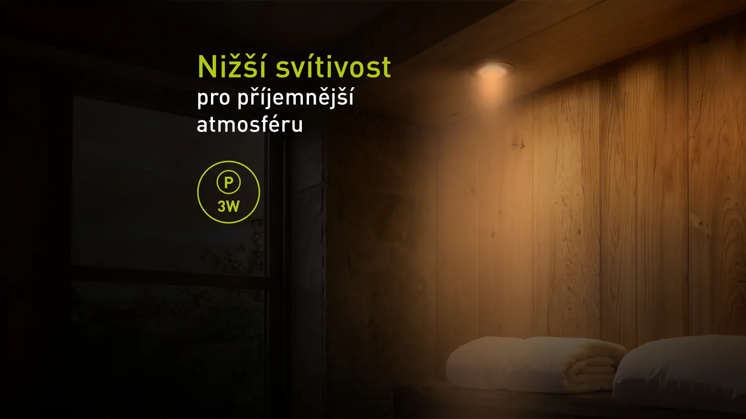 Ilustrace osvětlení s nižší svítivostí