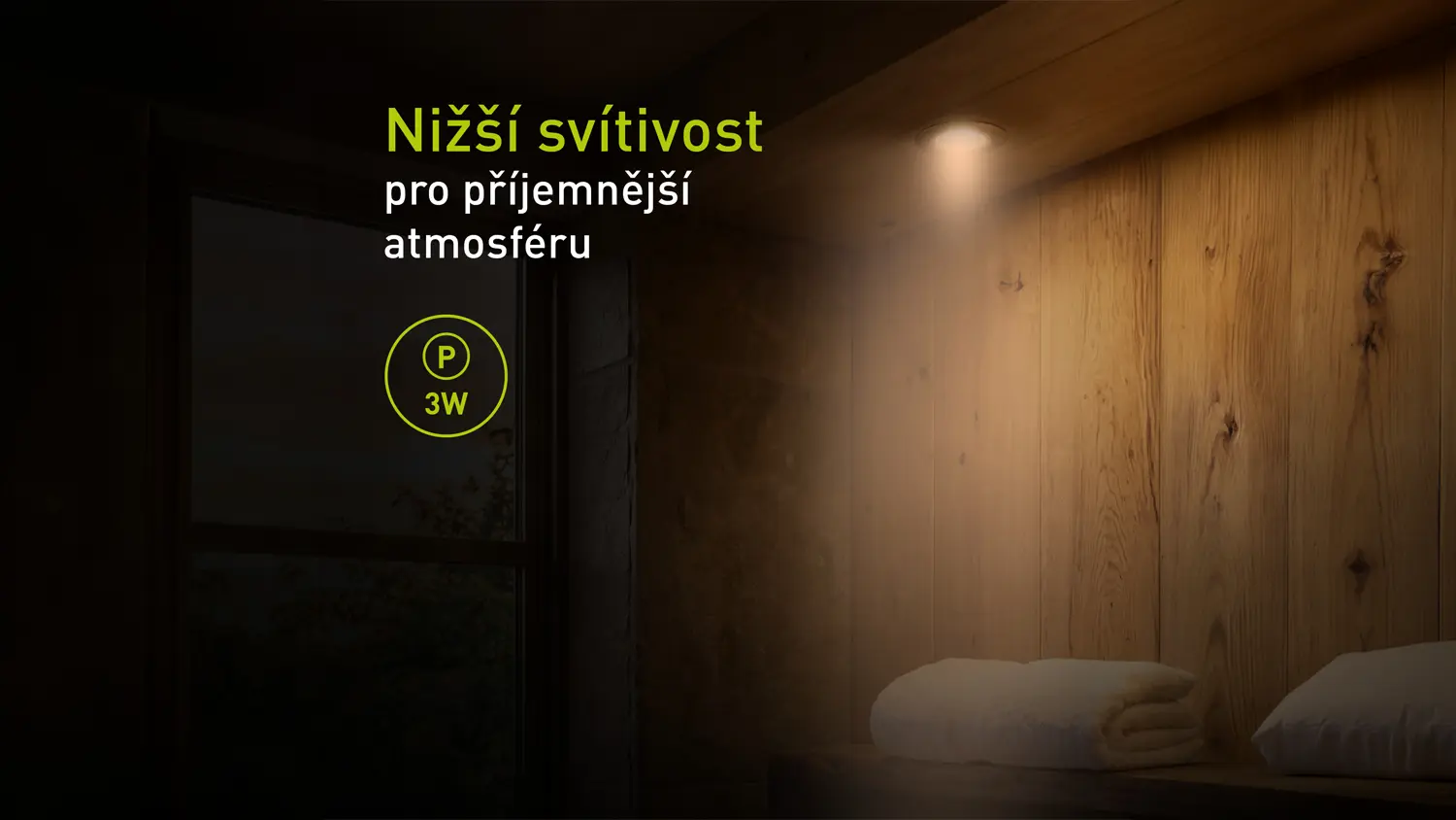 Ilustrace osvětlení s nižší svítivostí