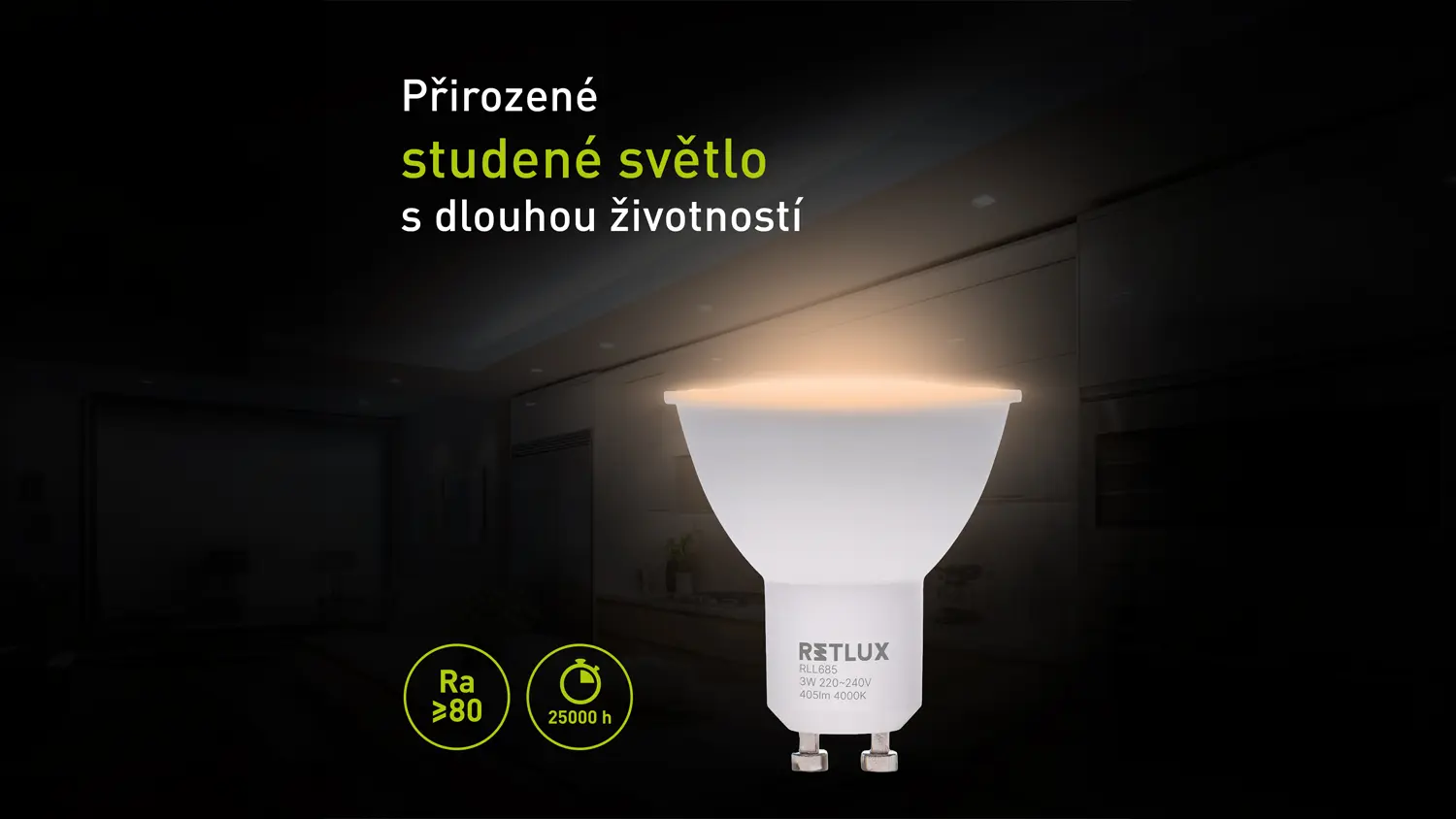 Detailní pohled na světlo žárovky